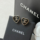 18K CC Black Heart Gold Earrings
