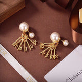 18K Dior Tassel Pearls Earrings