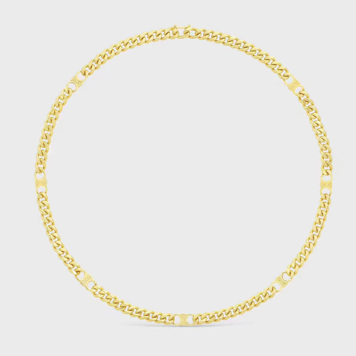 18K Celine Triomphe Gourmette Chain Necklace