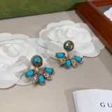 18K GG Blue Flowers Earrings