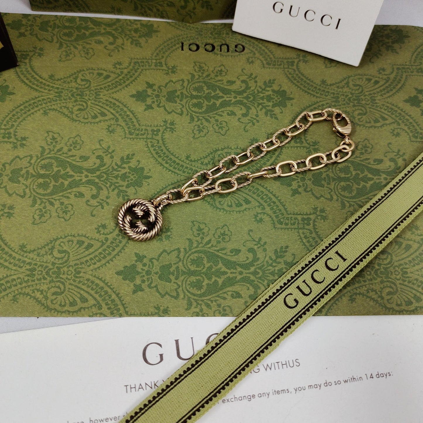 18K GG Striped Pendant Bracelet