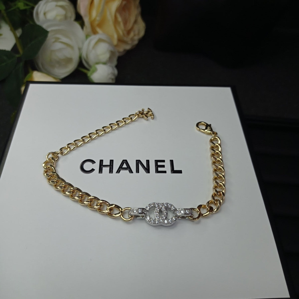 18K CC Diamond Chain Bracelet