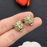 18K GG Tiger Head Gold Earrings