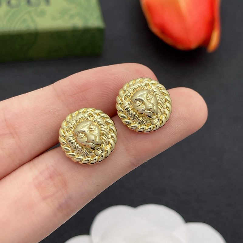 18K GG Lion Earrings