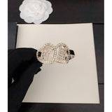 18K CC Diamond Heart Cuff Bracelet