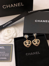 18K CC Heart Strass Earrings