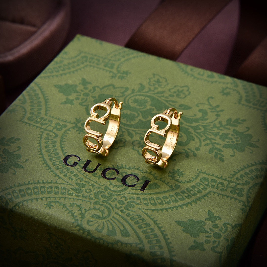 18K GG Script Earrings