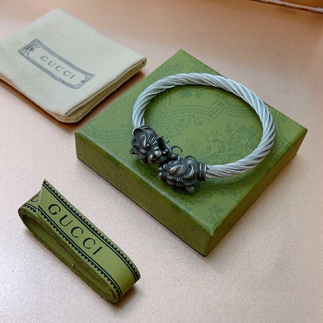 GG Double Tiger Head Vintage Bracelet