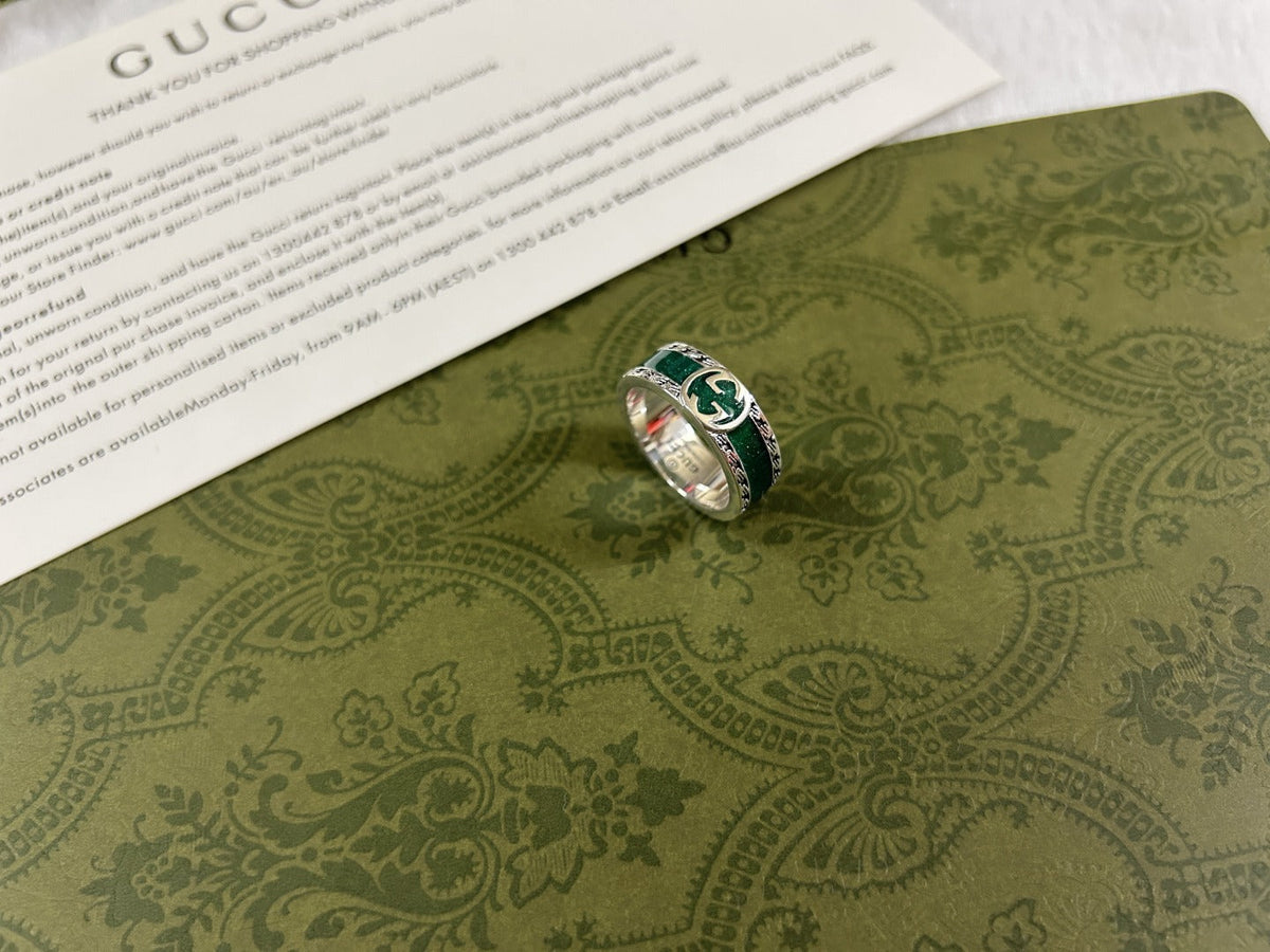 GG Interlocking G Turquoise Enamel Ring