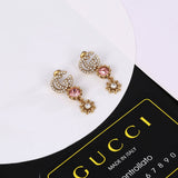18K GG Flower Crystal Earrings
