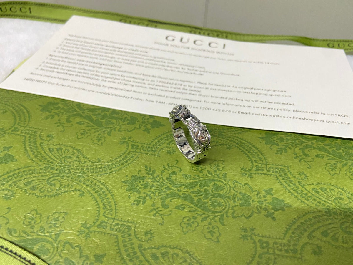 GG Tiger Head Chain Ring