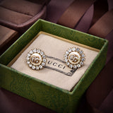 18K GG Flower Crystals Earrings