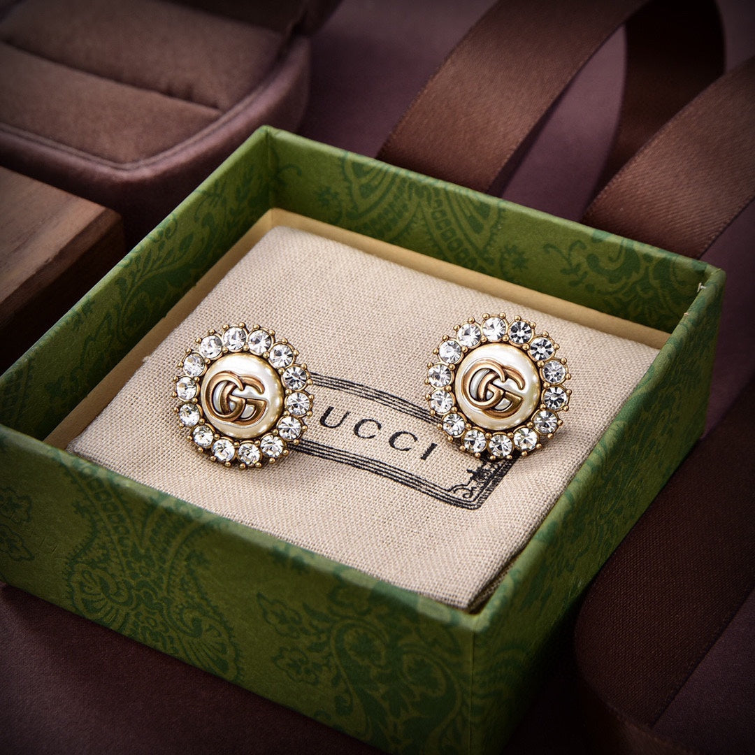 18K GG Flower Crystals Earrings