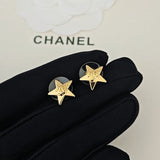 18K CC Star Gold Earrings