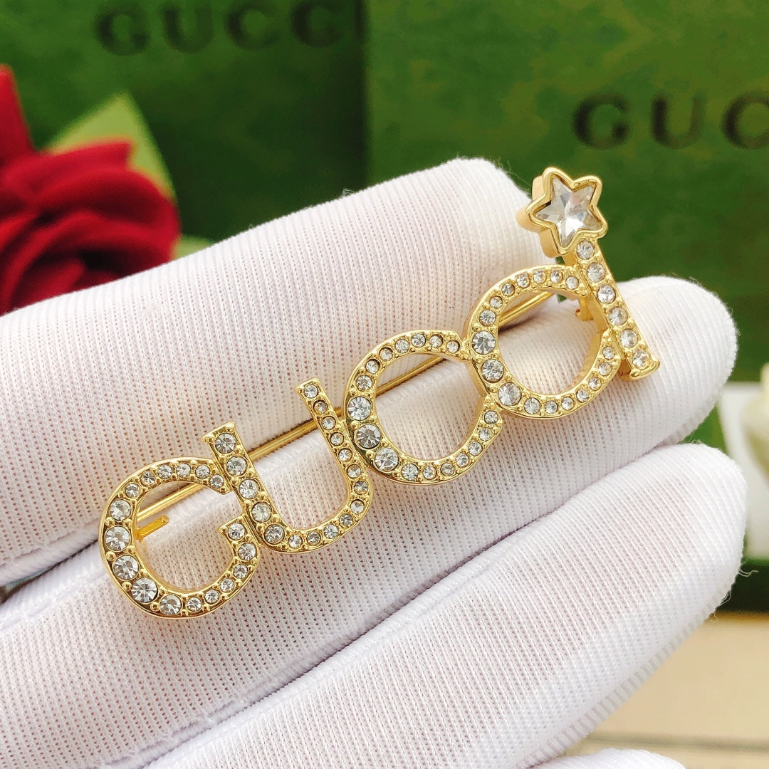 18K GG Diamonds Brooch