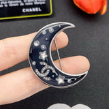 18K CC Moon Gold Brooch