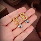 18K BB Heart Drop Earrings