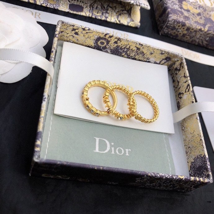 18K CD Star Set Of Three Rings