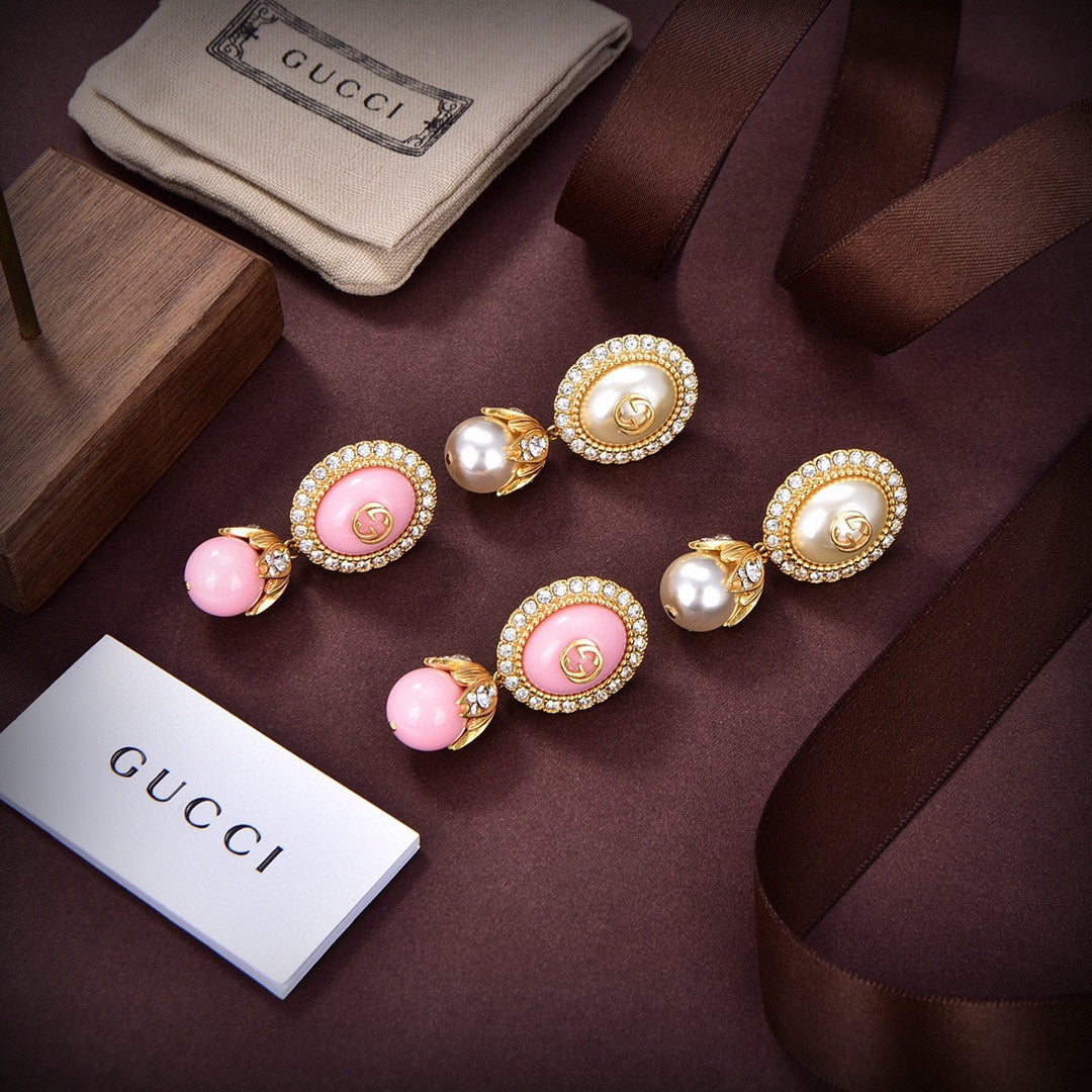 18K GG Pink Pearls Earrings