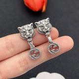 18K GG Tiger Drop Earrings