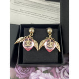 18K CC Pink Peach Gold Earrings