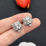 18K GG Tiger Head Gold Earrings