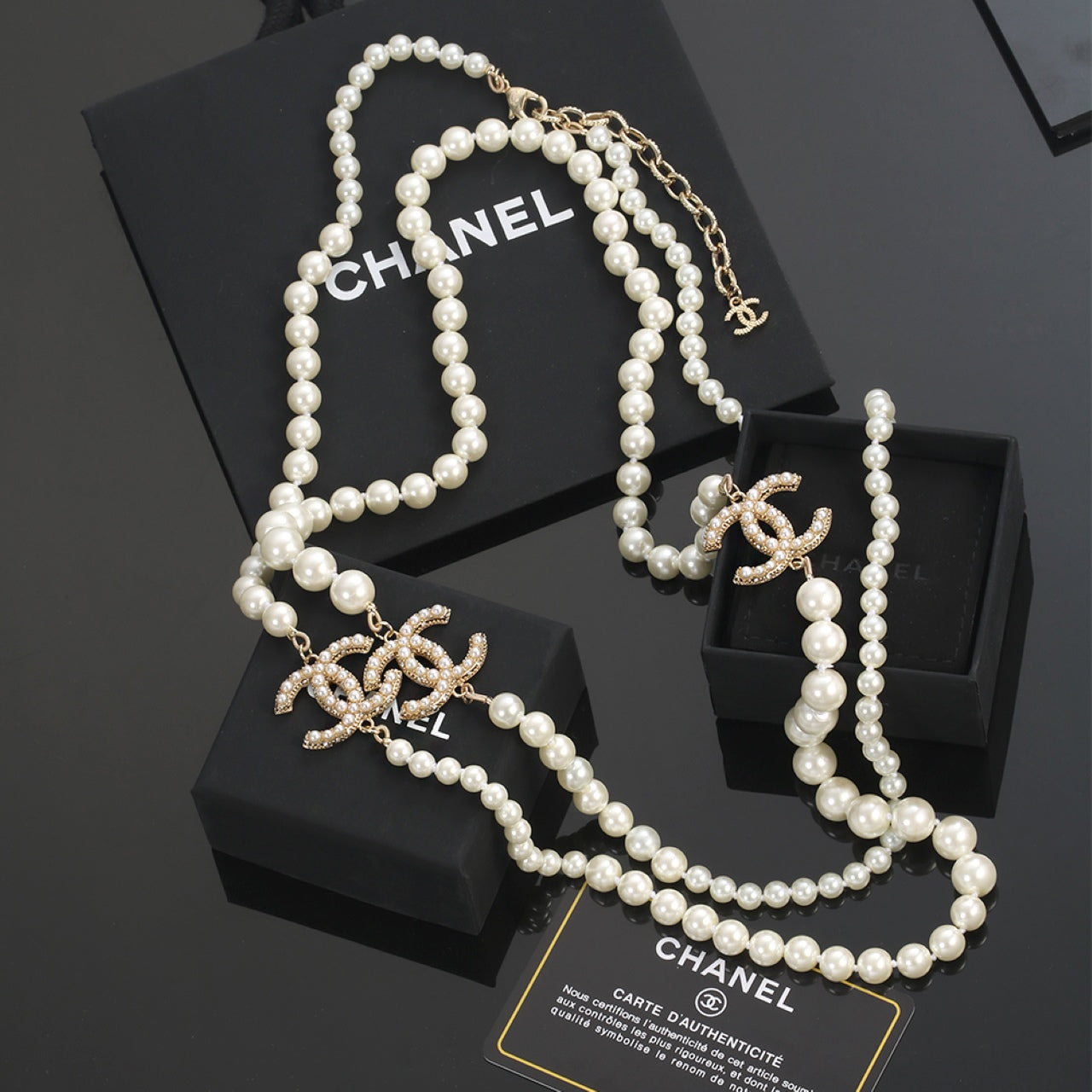 18K Chanel Long Pearls Necklace