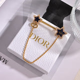 18K CD Black Star Gold Chain Brooch