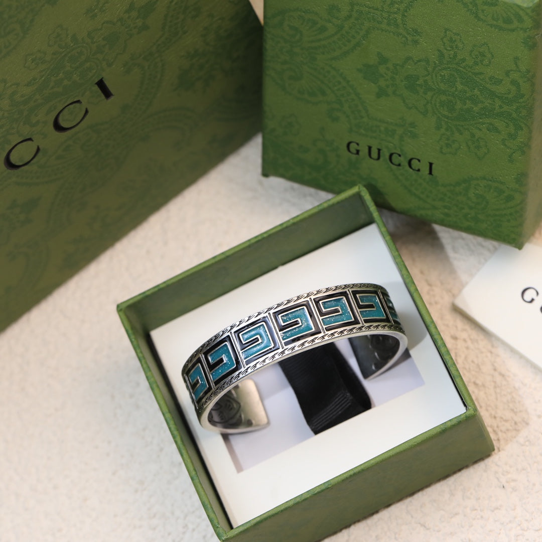GG Cube Green Wide Bracelet