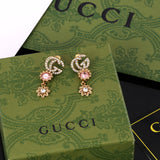 18K GG Flower Crystal Earrings