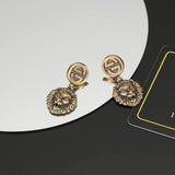 18K GG Lion Pendant Earrings