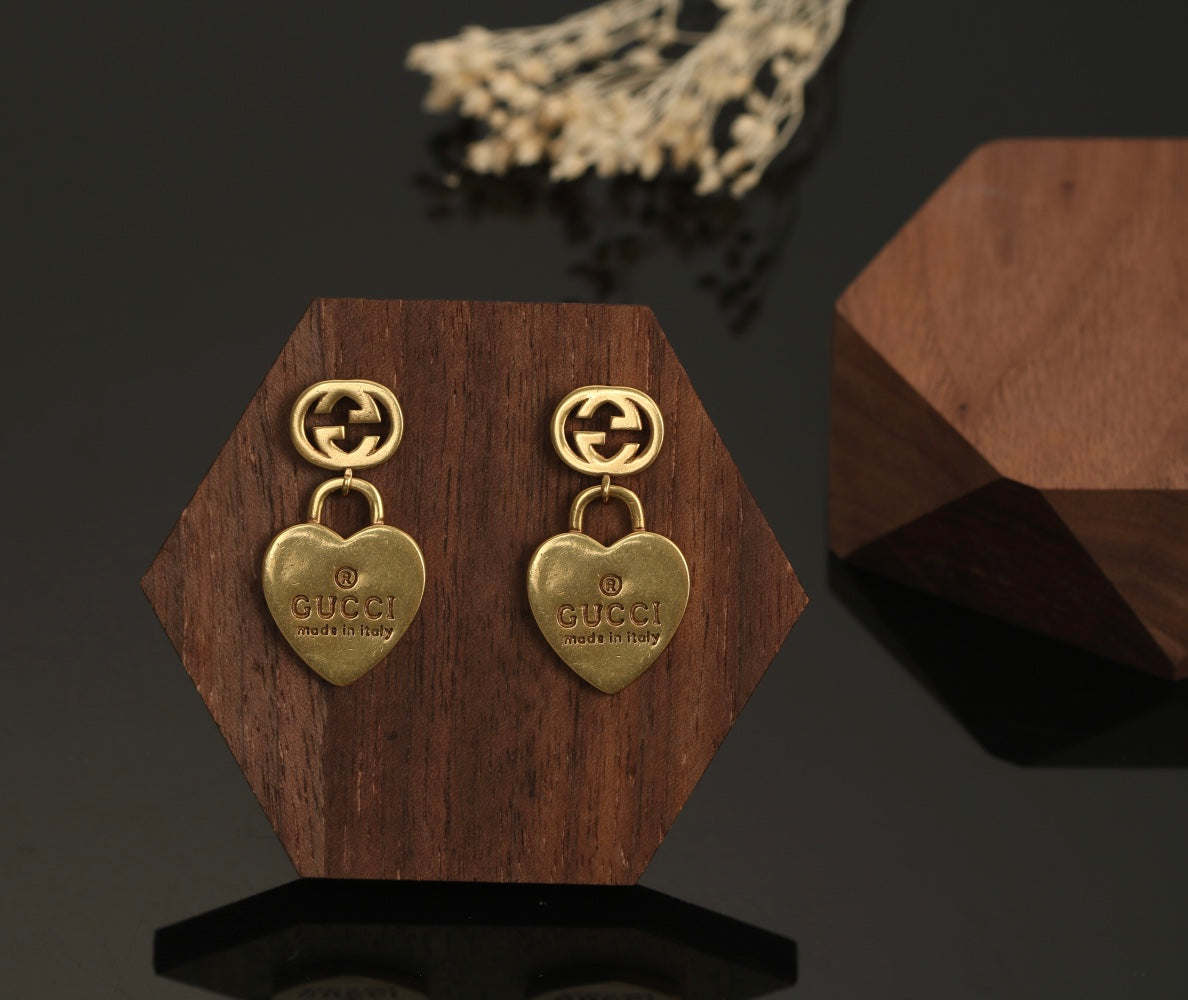 18K GG Heart Pendant Earrings