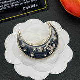 18K CC Moon Gold Brooch