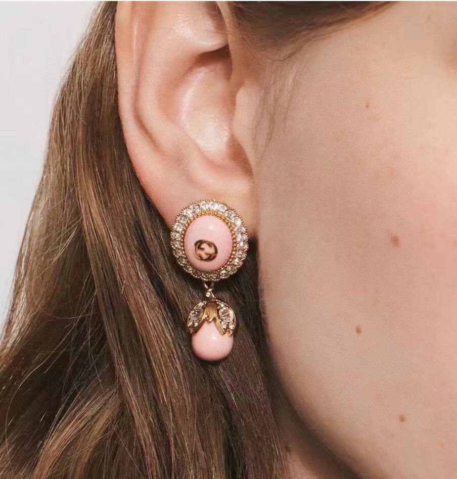 18K GG Pink Pearls Earrings