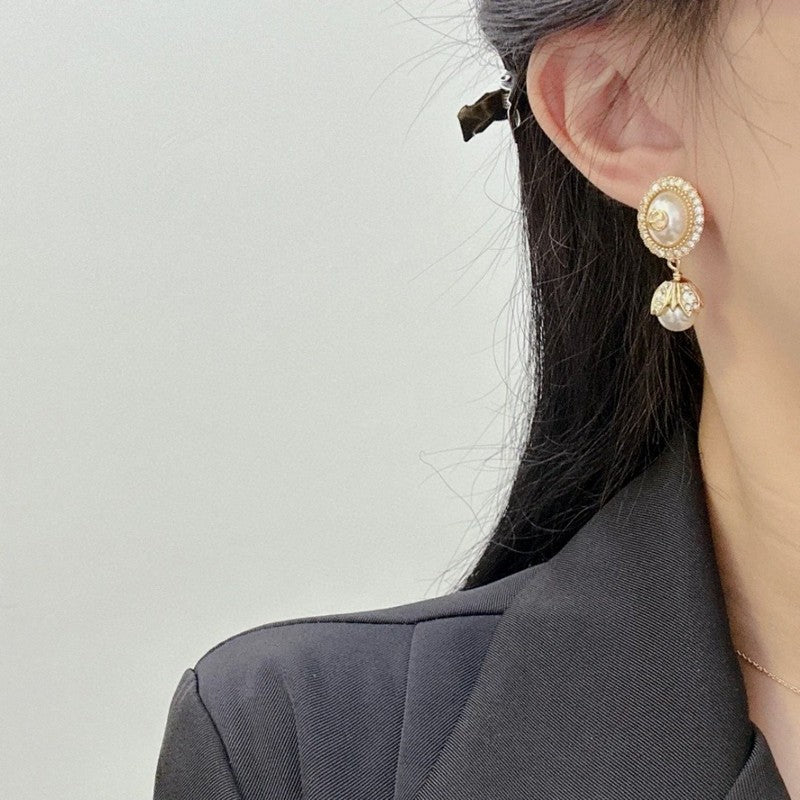 18K GG Flower Pearl Earrings