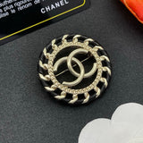 18K CC Leather Gold Brooch