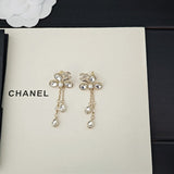 18K CC Crystal Gold Pendant Earrings
