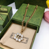 18K GG Flower Crystals Necklace