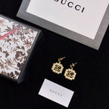 18K GG Square Pearl Earrings