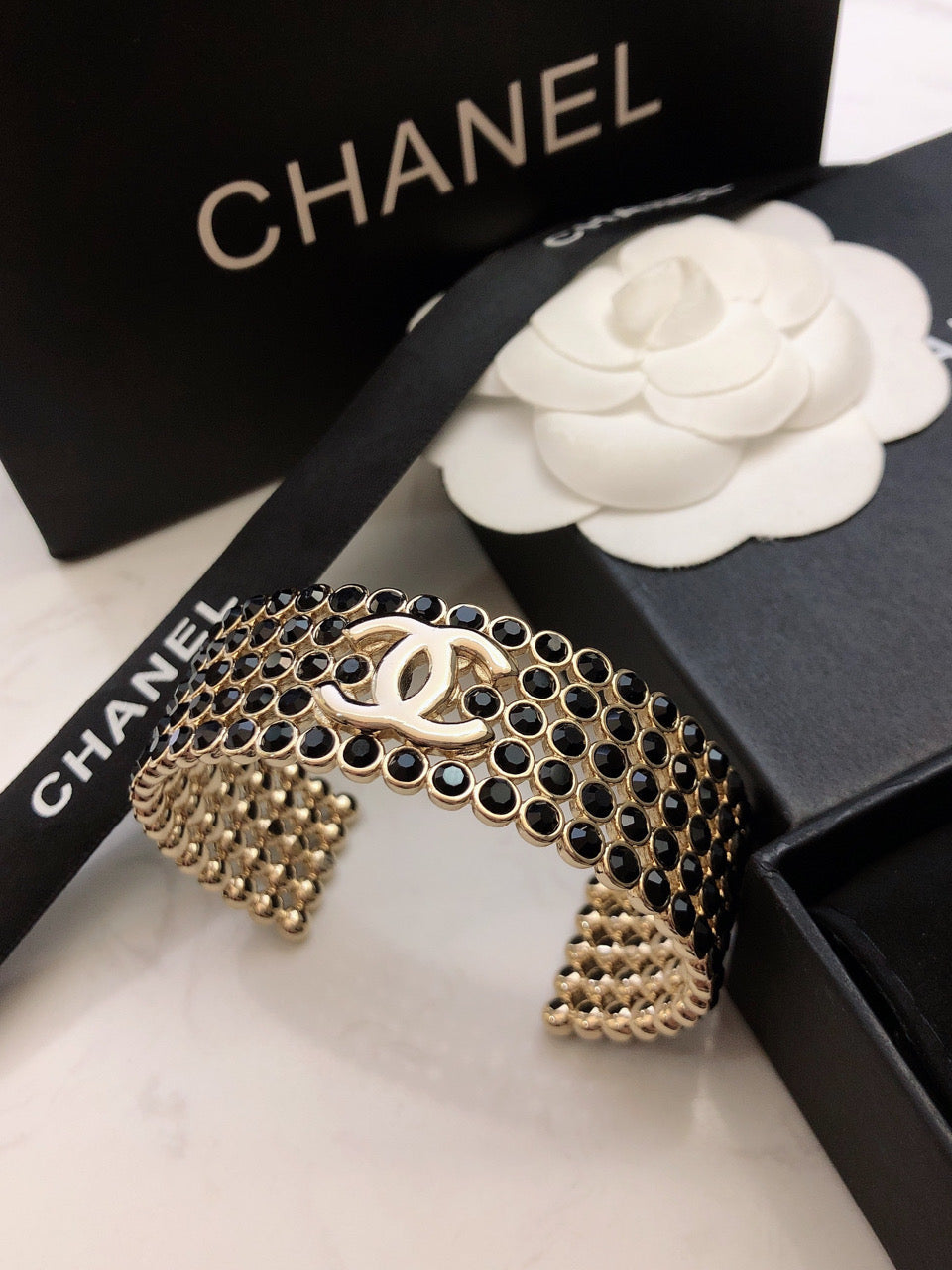 18K CC Black Cuff Bracelet