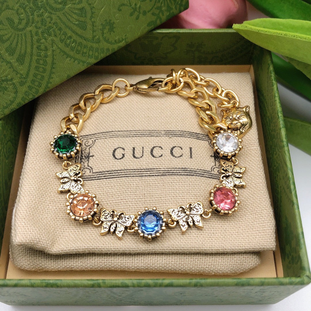 18K GG Interlocking G Crystals Bracelet