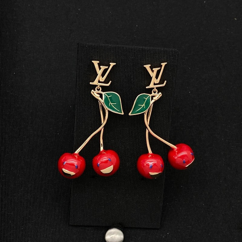 18K Louis Cherry Pendant Earrings
