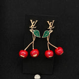 18K Louis Cherry Pendant Earrings