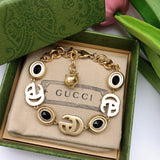 18K GG Black Stones Chain Bracelet