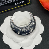 18K CC Moon Gold Brooch