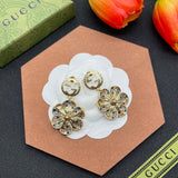 18K GG Color Crystals Flower Earrings