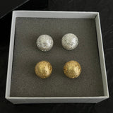 18K CC Gold Round Earrings