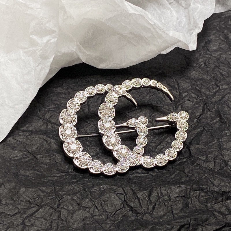 18K GG Crystal Brooch
