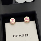 18K CC Black & Pink Gold Button Earrings