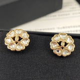 18K CC 25B Heart Crystal Earrings